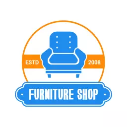 Stylish Blue and Orange Furniture Shop Badge Logo Template