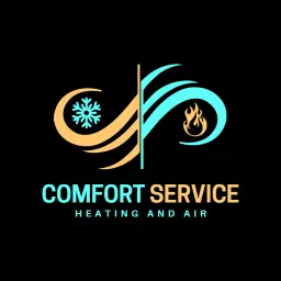 Stylish Blue and Orange HVAC Comfort Service Logo Template