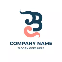 Stylish Blue and Pink B Letter Design for Branding Logo Template
