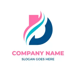 Stylish Blue and Pink D Letter Design for Modern Branding Logo Template