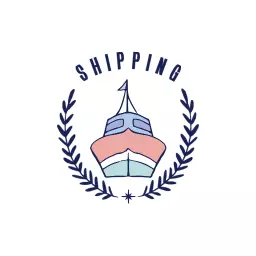 Stylish Blue and Pink Shipping Vessel Emblem Design Logo Template