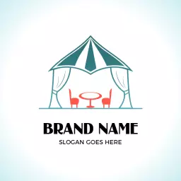 Stylish Blue and White Canopy for Event Party Rental Logo Template