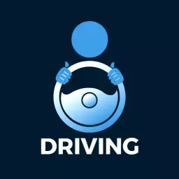 Stylish Blue and White Driving Steering Wheel Logo Template