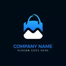 Stylish Blue and White Shopping Bag Design for Marketing Logo Template