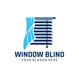 Stylish Blue and White Window Blind Design for Elegance Logo Template