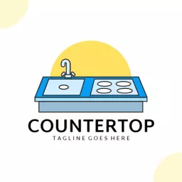Stylish Blue and Yellow Kitchen Countertop Furniture Logo Template