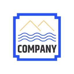 Stylish Blue and Yellow Mountain Wave Design Company Logo Template