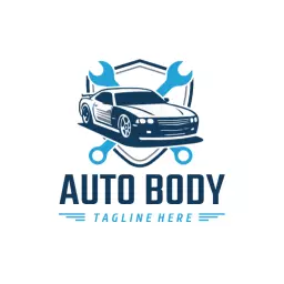 Stylish Blue Auto Body Design Featuring a Sleek Car Logo Template