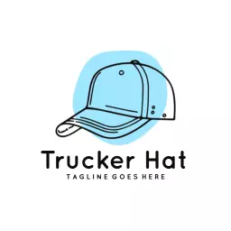 Stylish Blue Background Graphic Featuring Trucker Hat Logo Template