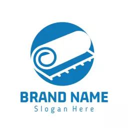 Stylish Blue Carpet Roll Represents Quality Floor Covering Logo Template