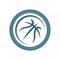Stylish Blue Circular Basketball Icon Representing Sports Logo Template