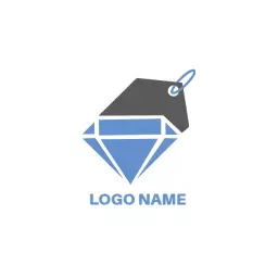 Stylish Blue Diamond Price Tag Design for Sales Logo Template