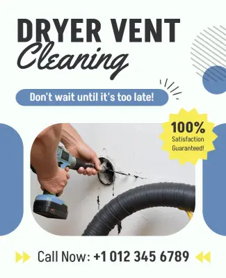Stylish Blue Dryer Vent Cleaning Service Announcement Flyer Template