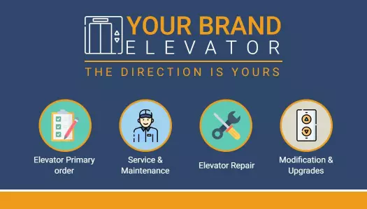 Stylish Blue Elevator Service Visiting Card Template
