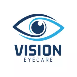 Stylish Blue Eye Design Representing Vision Eyecare Logo Template