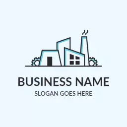 Stylish Blue Factory Design Representing Manufacturing Sector Logo Template