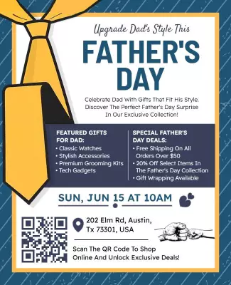 Stylish Blue Father's Day Gift Celebration Poster Template