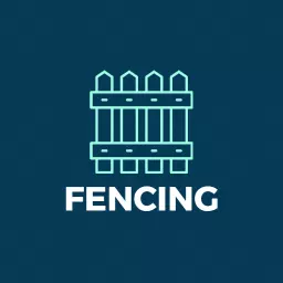 Stylish Blue Fence Graphic Representing Fencing Solutions Logo Template