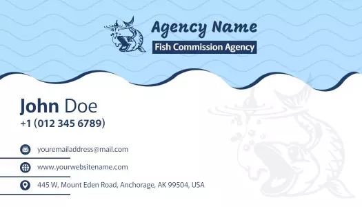 Stylish Blue Fish Commission Agency Visiting Card Template