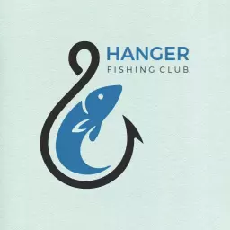 Stylish Blue Fish Hook Design for Fishing Club Logo Template