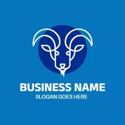 Stylish Blue Goat Design Representing Agriculture Logo Template