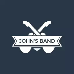 Stylish Blue Guitar Design Representing John's Band Logo Template