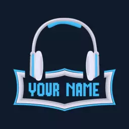 Stylish Blue Headphones Showcasing Gaming Identity Logo Template