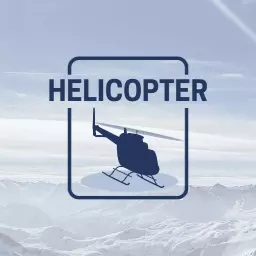 Stylish Blue Helicopter Design Set Against Scenic Background Logo Template