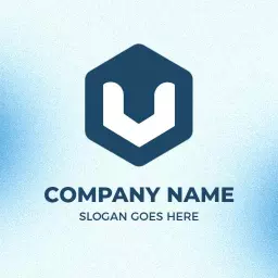 Stylish Blue Hexagon Featuring U Letter Design Logo Template