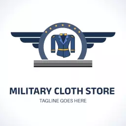 Stylish Blue Military Jacket Design for Clothing Brand Logo Template