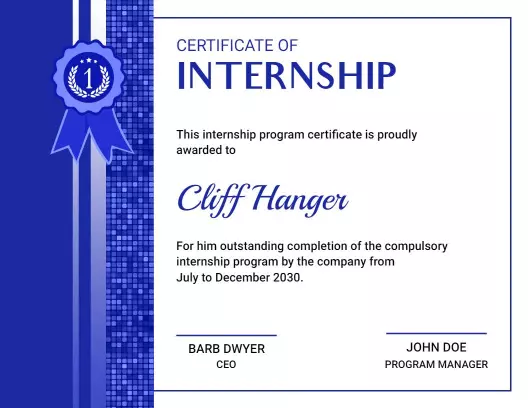 Stylish Blue Mosaic Design Internship Achievement Certificate Template