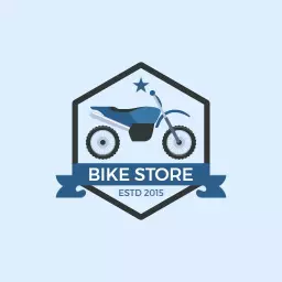 Stylish Blue Motorcycle Design for a Bike Store Logo Template