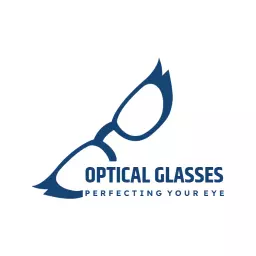 Stylish Blue Optical Glasses Enhancing Vision Care Logo Template