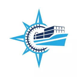 Stylish Blue Shipping Vessel with Nautical Elements Logo Template