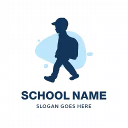 Stylish Blue Silhouette of Student Represents School Logo Template