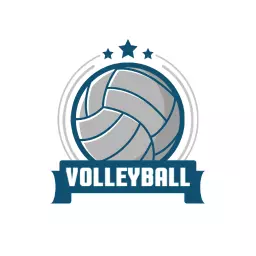 Stylish Blue Volleyball with Stars and Competitive Spirit Logo Template