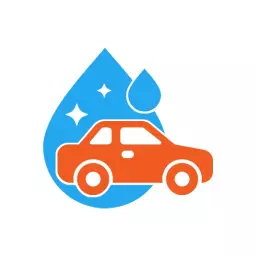 Stylish Blue Water Droplet and Orange Car Wash Logo Template