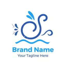 Stylish Blue Water Splash Illustrating Swimming Pool Logo Template