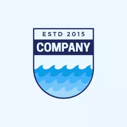 Stylish Blue Waves Flowing Under Company Established Logo Template