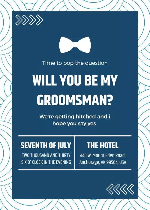 Stylish Bow Tie Groomsman Proposal Invitation Template