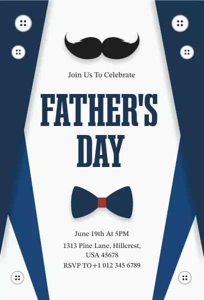 Stylish Bow Tie Themed Father's Day Celebration Invitation Template
