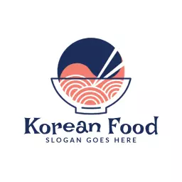 Stylish Bowl of Noodles Representing Korean Food Logo Template
