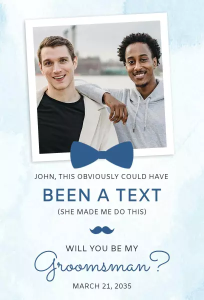 Stylish Bowtie Groomsman Proposal Invitation Template