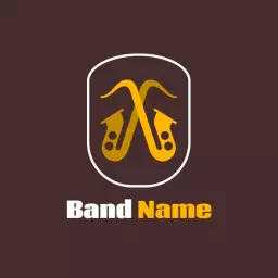 Stylish Brown and Gold Musical Instruments Band Logo Template