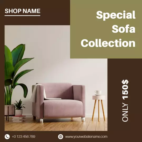Stylish Brown and Pink Sofa Collection Promotion Ad Template