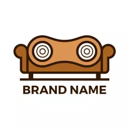 Stylish Brown Couch Design Representing Relaxation Frog Logo Template