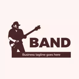 Stylish Brown Guitar Player Celebrating Music with Band Logo Template