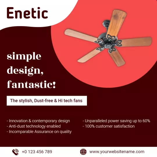 Stylish Brown Home Ceiling Fan Promotion with Dust-Free Technology Ad Template
