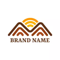Stylish Brown Mountain Design with Wireless Connectivity Logo Template