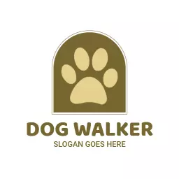 Stylish Brown Paw Print Emphasizing Dog Walker Services Logo Template